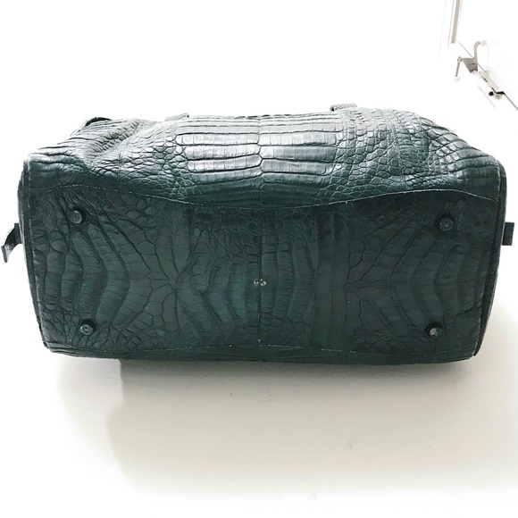 Nancy Gonzalez Green Crocodile Exotic Skin Shoulder Carryall Tote Duffle Bag - Picture 6 of 9